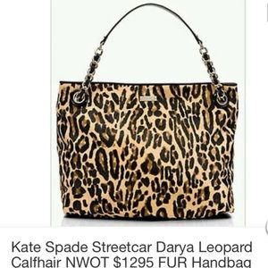 RARE Kate Spade Streetcar Darya Leopard Haircalf $1295. Size: 13”h x 15”l x 5”d